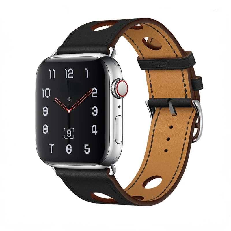 Genuine Leather Bracelet Strap For Apple Watch Band 45mm 49mm 41mm 44mm 42mm 40mm band iWatch Ultra/2 10 42/46mm 9 8 7 6 5 4 SE